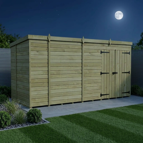 17 x 6 Pent Shed Tanalised (Double Door, No Windows) 2