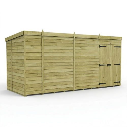 17 x 6 Pent Shed Tanalised (Double Door, No Windows) 1