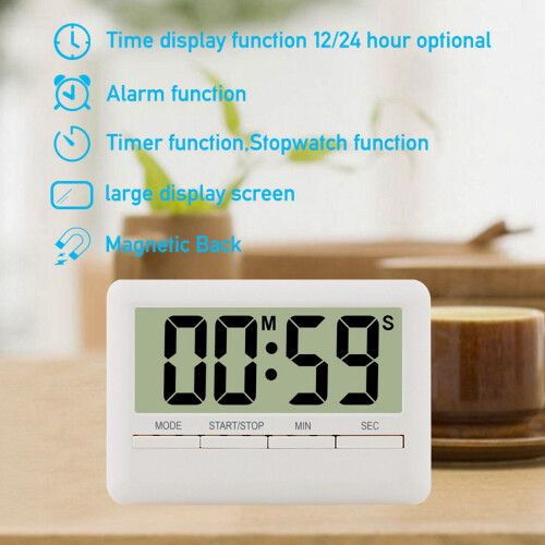 Digital Timer Large  Alarm Clock Manual Countdown Magnetic Watch Electronic Cooking Shower Study Stopwatch Kitchen 2