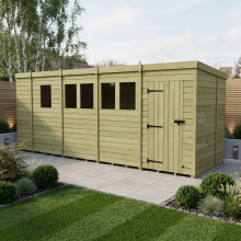 17 x 6 Pent Shed Tanalised (Single Door, With Windows)