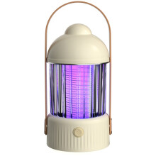 Electric Mosquito Killer Night Light, 2000mAh Rechargeable Camping Lantern with Shock Grid, Cream Yellow for Home and Outdoor Use