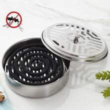 Stainless Steel Mosquito Coil Holder with Lid, Fireproof Incense Tray Box for Indoor and Outdoor Household Use, Silver Metal Holder