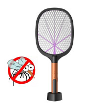 Rechargeable 2-in-1 Mosquito Swatter and Insect Killer Lamp with Protective Mesh, Orange, Indoor Use