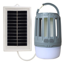 Solar Powered Mosquito Killer Lamp for Outdoor Hanging, Camping and Garden Use, Anti Insect Bug Zapper with Solar Panel, Grey