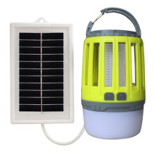 Solar Powered Mosquito Killer Lamp, Outdoor Hanging Insect Trap for Camping and Garden Use, Light Green with Solar Panel