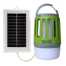 Solar Powered Mosquito Killer Lamp for Outdoor Hanging Camping, Anti-Insect Bug Zapper with Solar Panel, Green Portable Lantern