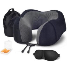 Travel Pillow U Shaped Memory Foam Neck Pillow for Head and Neck Support, Black
