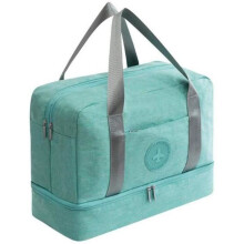 Foldable Travel Bag with Wet Laundry Compartment and Shoe Organizer, Green, Lightweight Weekend Overnight Carry-On Bag