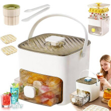 Portable ice maker - 48 ice cubes ready in minutes - Ice cube tray with integrated lid