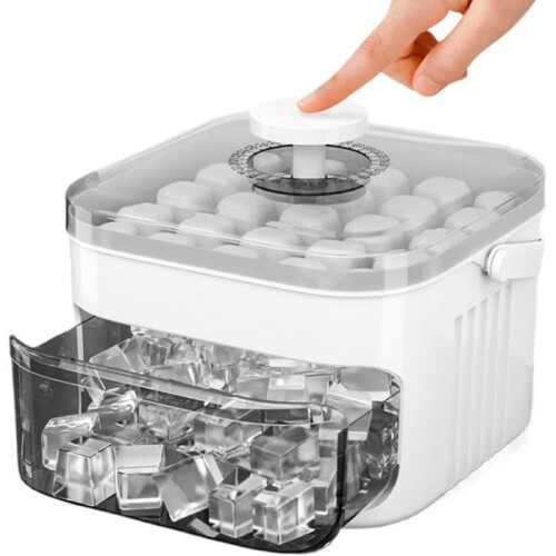 Portable Ice Maker - RUSSBOY - 50 Cubes - Easy Push-Button Lid - Pull-Out Ice Drawer