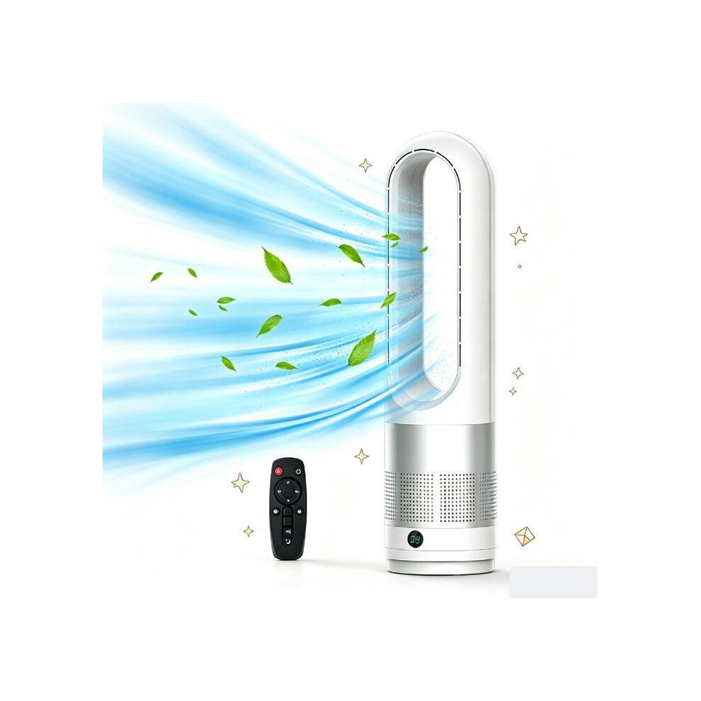 18" Bladeless Tower Air Cooler Fan, Child And Pet Safety Lock, 80 Oscillation, 8-Hour Timer, Remote Control And Touchscreen, Ultra Quiet 6083684425455