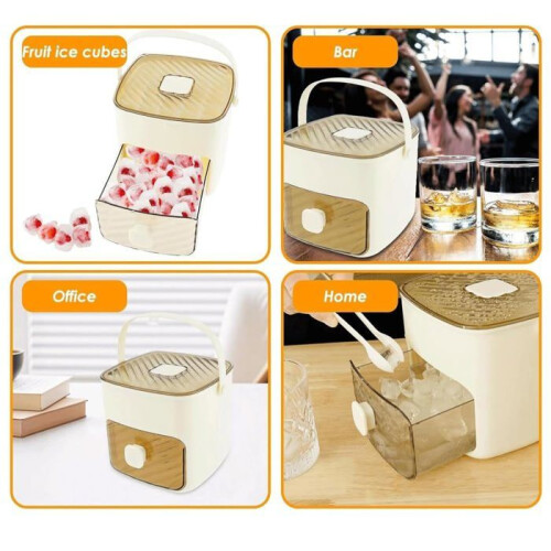 Press Ice Maker, 48 Compartment Press Type Ice Cube Maker, Freezer Ice Cube Tray with Container, Reusable 2