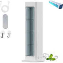Portable Air Cooler Fan, Wall or Tabletop, 4000mAh Rechargeable, Remote Control, Quiet Operation, 60 Degree Oscillation, Wide Airflow, White