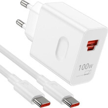 100W Fast Charger with 2 PD Ports and 6A 1m USB-C Cable, Compatible with Honor 200 Pro+ and 200 Lite