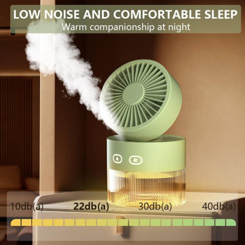 Handheld Table Fan with Water Cooling, Mist Function, 3 Modes, Night Light, USB Rechargeable Portable Air Cooler Fan 2