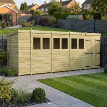 18 x 5 Pent Shed Tanalised (Double Door, With Windows)