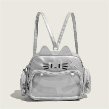 (Sliver) Small double shoulder bag Transparent window for showcasing your favorite pin School daily casual
