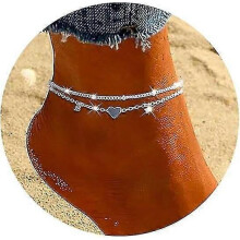 Sterling Silver Anklet Bracelets, 925 Silver Plated Charm Dainty Layer Anklets for Women Trendy