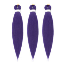 (3pcs, Dark Purple) Purple Pre-stretched Braiding Hair Extension Low Temperature Flames Retardant for Kids Adults