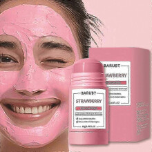 (Strawberry) Deep Cleansing Clay Mask for Face, Portable Facial Mask Stick, Poreless Purifying Mud Mask Blackhead Removal for Women Men