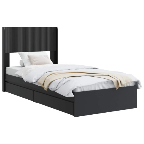 VidaXL vidaXL Bed Frame with Storage and Headboard Black 75 x 190 cm 1