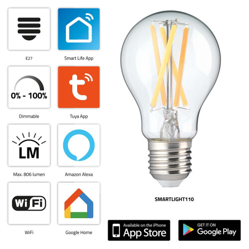 Inteligentna żarówka LED Wi-Fi, ściemnialna, E27, 806 lumenów 1