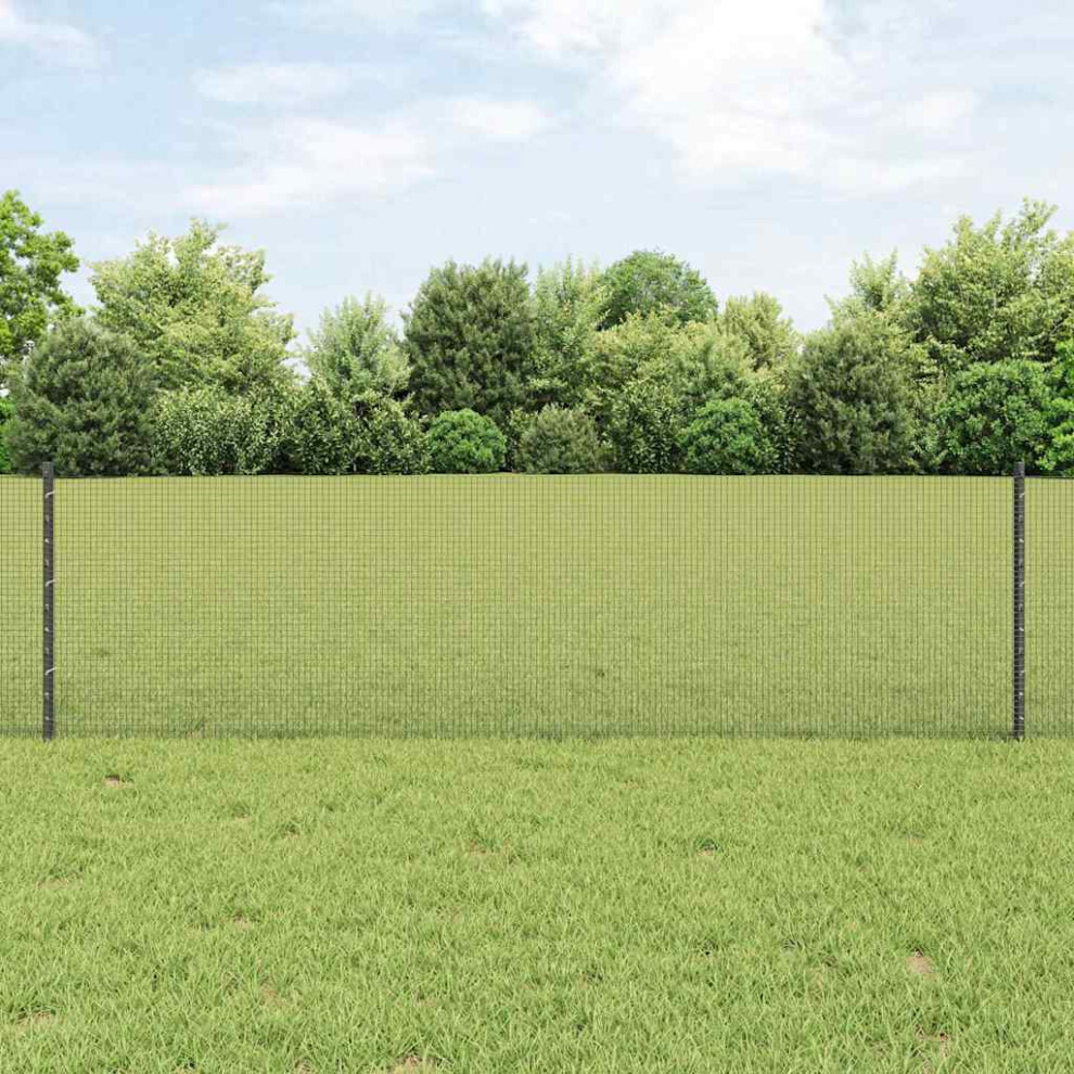 Vidaxl Welded Wire Fence With Post 50 X 0.6 M Pvc-Coated Steel Grey