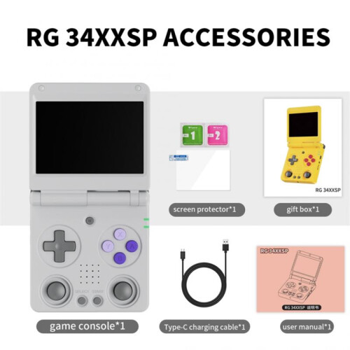 RG34XXSP Flip Handheld Game Console 3.4 Inch IPS Screen,C 1