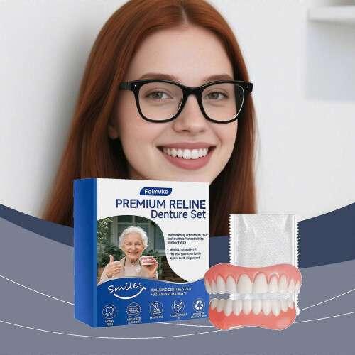 Limited time!!Feimuko Denture Decoration Kit Denture Accessories Enhance Smile Aesthetics Comfortable Material Dentures 1