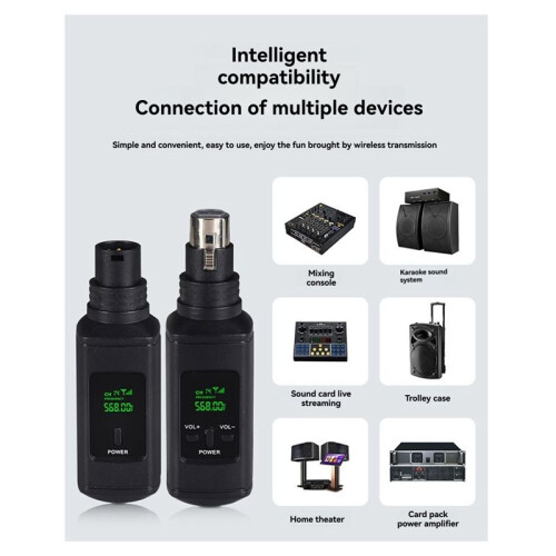 NEW Wireless Microphone Converter XLR Transmitter and Receiver System for Dynamic and 5V Condenser Microphone 1
