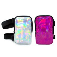 (Silver Dark Magenta) Leg Harness Pouch for Women Large Capacity Reusable Waist Pouch for Cycling Running