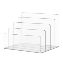 (Four lattice) Acrylic Magazine File Holder for Desk Versatile Clear Book Holder Stand School Supply