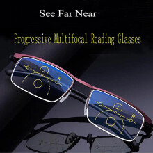 (300, Black) Father's Day Smart Progressive Glasses Computer Multifocal Blue Light Blocking Reader Glasses Frame For Women Men