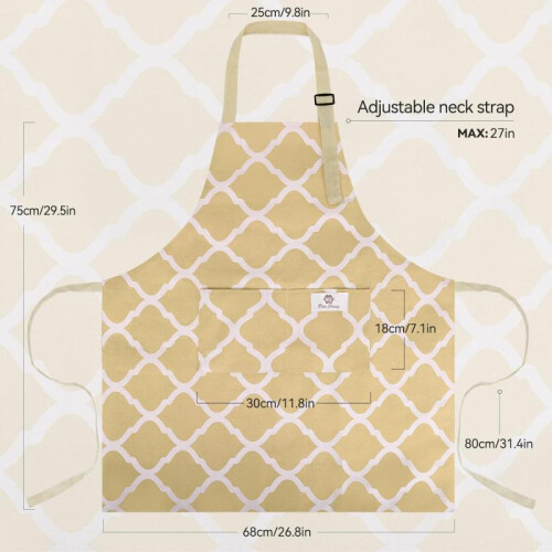 Nybgyy Kitchen Aprons 2-Pack Universal Size Soft Large Pockets Adjustable Pink/Yellow 1