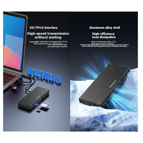 BLUEENDLESS 5in1 USB 3.2 Camera Memory Card Reader CFeA/CFeB//TF/USB3.2 10Gbps Card Reader Support Multiple Reader Slot 1