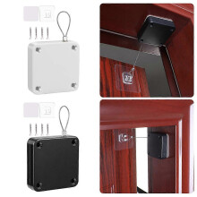 (Black) No Drilling Automatic Door Closer With Rope Easy Installation Sliding Door Closer for Wooden Doors