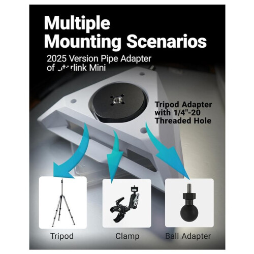 For Starlink  Tripod Adapter Mount 1/4"-20, 3/8"-16 Threaded Fits Quick-Release Plate, Clamp 2
