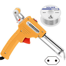 (EU plug, Yellow Set) Hand-held Heating Soldering Iron Multifunctional Portable Electronic Welding Tool for Soldering Circuit Boards