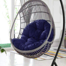 (Custom Size Weight, Navy Blue) Courtyard Hanging Basket Seats Cushion, Soft Breathable Washable Seats Mat, for Rocking/Swing Chairs