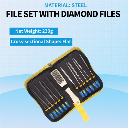 File Set with Diamond Files, 12 Pieces, Compact Storage Case for DIY and Professional Use 1