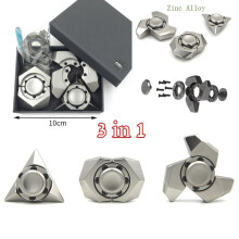 (3-in-1-Box) Edelstahl-Block-Hand-Fidget-Finger-Spinner-Kreisel-Neuheiten-Gyro-Spielzeug