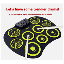 Electronic Drum Set 9 Pads Electronic Drum Set Hand Roll Drum Set Supports DTX Games with Drumsticks Pedals