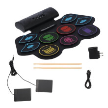Electronic Drums Silicone Drum Set Hand Roll Drum Set Dual Built-in Speakers Battery Powered Drums US Plug