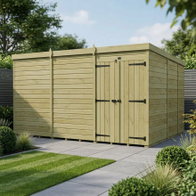 12 x 9 Pent Shed Tanalised (Double Door, No Windows)