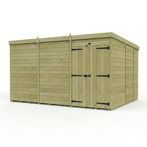 12 x 9 Pent Shed Tanalised (Double Door, No Windows) 1