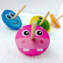 1 Stück Mini-Holzkreisel für Kinder, Lernspielzeug für Babys mit Cartoon-Tieren, frühkindliche Lernerfahrung