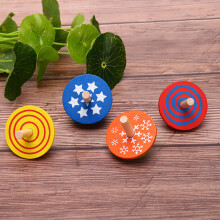 4 Stück bunte, lustige Kreisel aus Holz, Kreiselspielzeug für Kinder, zufällige Farbe