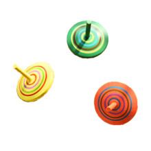 (1) 3-teiliges Set aus exquisiten, mehrfarbigen Holzkreiseln – Kinderspielzeug zum Entspannen und Spielen.