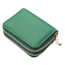 (Emerald Green) Multi-card Slot Double Zipper Accordion Card Holder Accordion Style Full Zip Mini Card Holders for Adult Teens