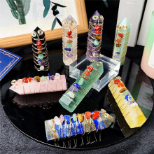 Natural Crystal Colorful Gravel Crystal Column Crystal Crafts Home Decoration Green,E